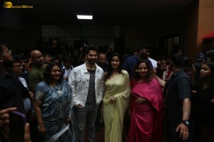 Actors Varun Dhawan and Janhvi Kapoor promote the film Bawaal at National College in Mumbai on July 24, 2023
