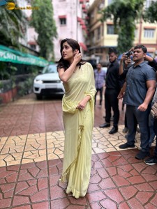 Actors Varun Dhawan and Janhvi Kapoor promote the film Bawaal at National College in Mumbai on July 24, 2023