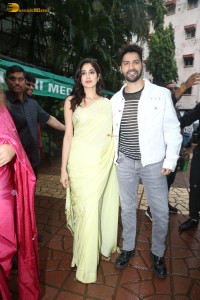 Actors Varun Dhawan and Janhvi Kapoor promote the film Bawaal at National College in Mumbai on July 24, 2023