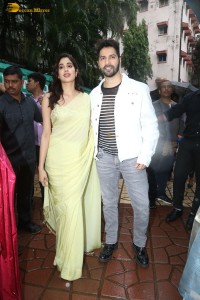 Actors Varun Dhawan and Janhvi Kapoor promote the film Bawaal at National College in Mumbai on July 24, 2023