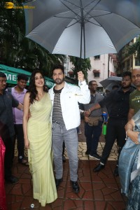 Actors Varun Dhawan and Janhvi Kapoor promote the film Bawaal at National College in Mumbai on July 24, 2023