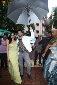 Actors Varun Dhawan and Janhvi Kapoor promote the film Bawaal at National College in Mumbai on July 24, 2023
