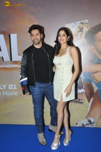 Varun Dhawan and Janhvi Kapoor interact with fans at a screening of their film Bawaal