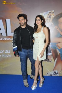 Varun Dhawan and Janhvi Kapoor interact with fans at a screening of their film Bawaal