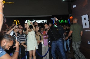 Varun Dhawan and Janhvi Kapoor interact with fans at a screening of their film Bawaal