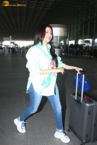 actress Bhagyashree in green dress