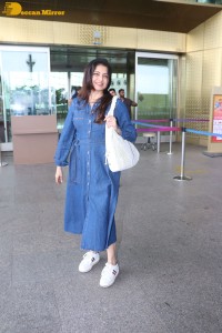 Bollywood Actress Bhagyashree seen traveling from Mumbai Airport