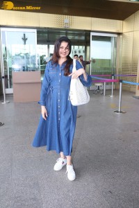 Bollywood Actress Bhagyashree seen traveling from Mumbai Airport