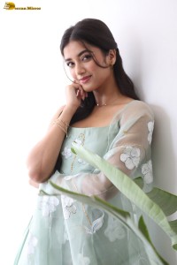 actress Bhagyashri Borse cute in a green salwar dress