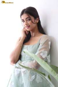 actress Bhagyashri Borse cute in a green salwar dress