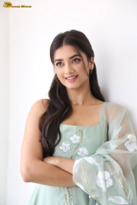 actress Bhagyashri Borse cute in a green salwar dress