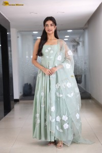 actress Bhagyashri Borse cute in a green salwar dress