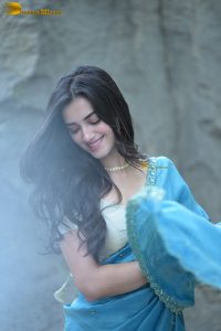 tollywood actress Bhagyashri Borse gorgeous in a blue saree