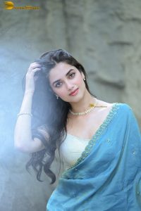 tollywood actress Bhagyashri Borse gorgeous in a blue saree