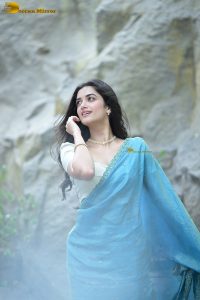 tollywood actress Bhagyashri Borse gorgeous in a blue saree