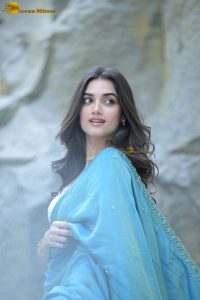 tollywood actress Bhagyashri Borse gorgeous in a blue saree
