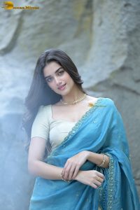 tollywood actress Bhagyashri Borse gorgeous in a blue saree