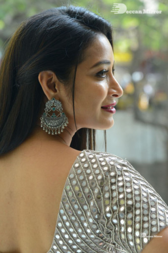 Telugu Actress Bhanu Sri photoshoot in a grey dress