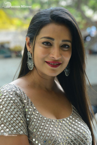 Telugu Actress Bhanu Sri photoshoot in a grey dress