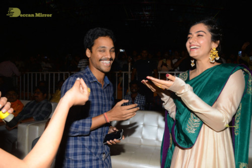 Bheeshma Telugu movie event at Vizag attended by Actors Nithin and Rashmika