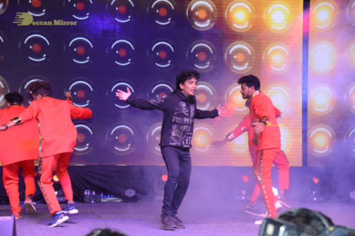 Bheeshma Telugu movie event at Vizag attended by Actors Nithin and Rashmika