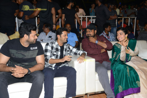 Bheeshma Telugu movie event at Vizag attended by Actors Nithin and Rashmika