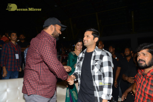 Bheeshma Telugu movie event at Vizag attended by Actors Nithin and Rashmika