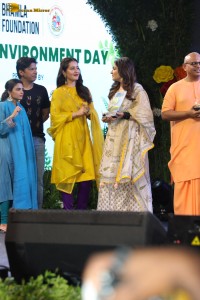 Celebrities including Raveena Tandon, Malaika Arora, and Raashi Khanna attend the Bhoomi Namaskar campaign