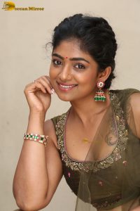 actress bhoomi shetty cute in a green salwar dress