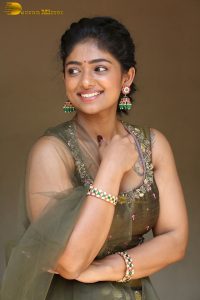 actress bhoomi shetty cute in a green salwar dress