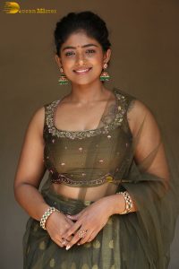 actress bhoomi shetty cute in a green salwar dress