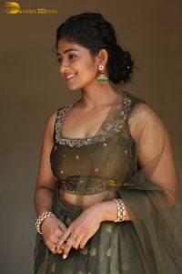 actress bhoomi shetty cute in a green salwar dress