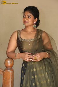 actress bhoomi shetty cute in a green salwar dress