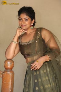 actress bhoomi shetty cute in a green salwar dress