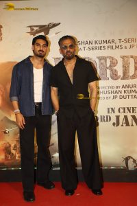 Border 2 Screening attended by Sunny Deol, Varun Dhawan, Sonam Bajwa, Medha Rana, Ahan Shetty, and Suniel Shetty
