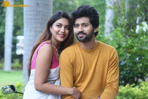 Telugu movie Boyfriend for hire press meet attended by actors Viswant and Malavika Satheesan