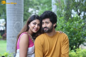 Telugu movie Boyfriend for hire press meet attended by actors Viswant and Malavika Satheesan