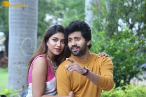 Telugu movie Boyfriend for hire press meet attended by actors Viswant and Malavika Satheesan