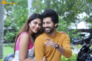 Telugu movie Boyfriend for hire press meet attended by actors Viswant and Malavika Satheesan