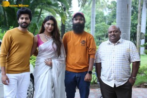 Telugu movie Boyfriend for hire press meet attended by actors Viswant and Malavika Satheesan