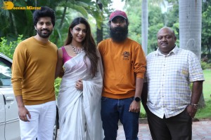 Telugu movie Boyfriend for hire press meet attended by actors Viswant and Malavika Satheesan
