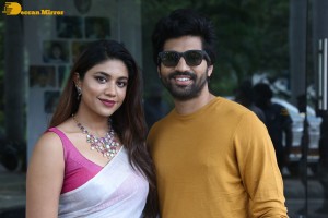 Telugu movie Boyfriend for hire press meet attended by actors Viswant and Malavika Satheesan