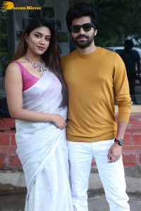 Telugu movie Boyfriend for hire press meet attended by actors Viswant and Malavika Satheesan