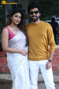 Telugu movie Boyfriend for hire press meet attended by actors Viswant and Malavika Satheesan