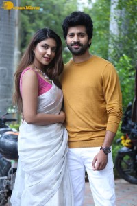 Telugu movie Boyfriend for hire press meet attended by actors Viswant and Malavika Satheesan