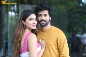 Telugu movie Boyfriend for hire press meet attended by actors Viswant and Malavika Satheesan