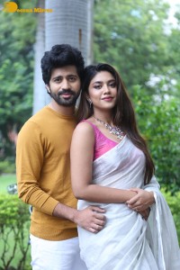 Telugu movie Boyfriend for hire press meet attended by actors Viswant and Malavika Satheesan