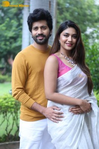 Telugu movie Boyfriend for hire press meet attended by actors Viswant and Malavika Satheesan