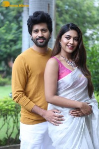 Telugu movie Boyfriend for hire press meet attended by actors Viswant and Malavika Satheesan