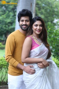 Telugu movie Boyfriend for hire press meet attended by actors Viswant and Malavika Satheesan